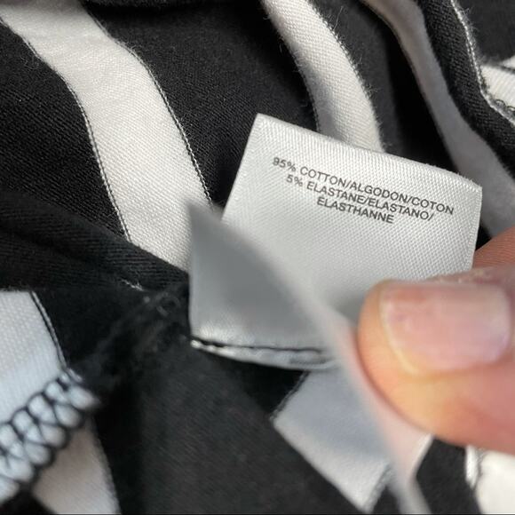 ANN KLEIN black white stripe long sleeve top S - Picture 8 of 10